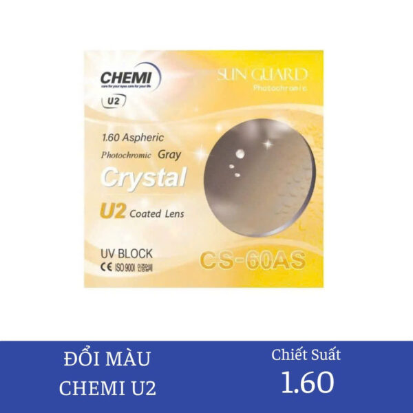 Tròng kính đổi màu Chemi U2 Gray