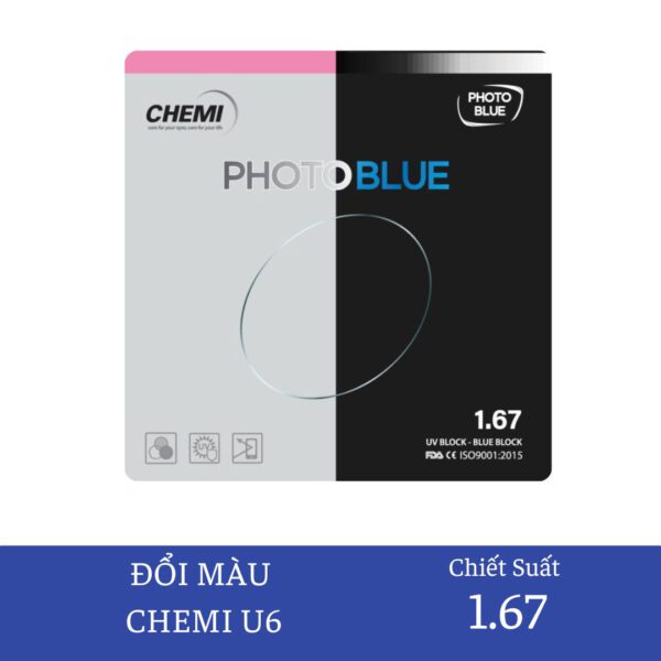 Tròng kính đổi màu Chemi U6 PhotoBlue