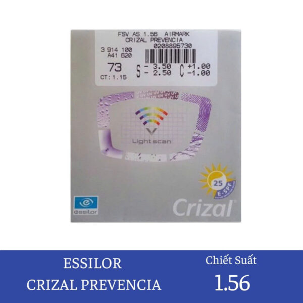 Tròng kính Essilor Crizal Prevencia kiểm soát ánh sáng xanh